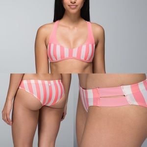 LULULEMON Shanti Surf Pink Striped Bikini Set